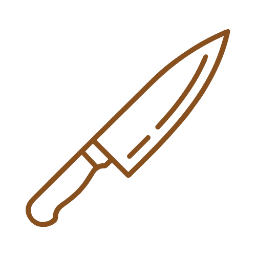 Unsafe knife cutting icon